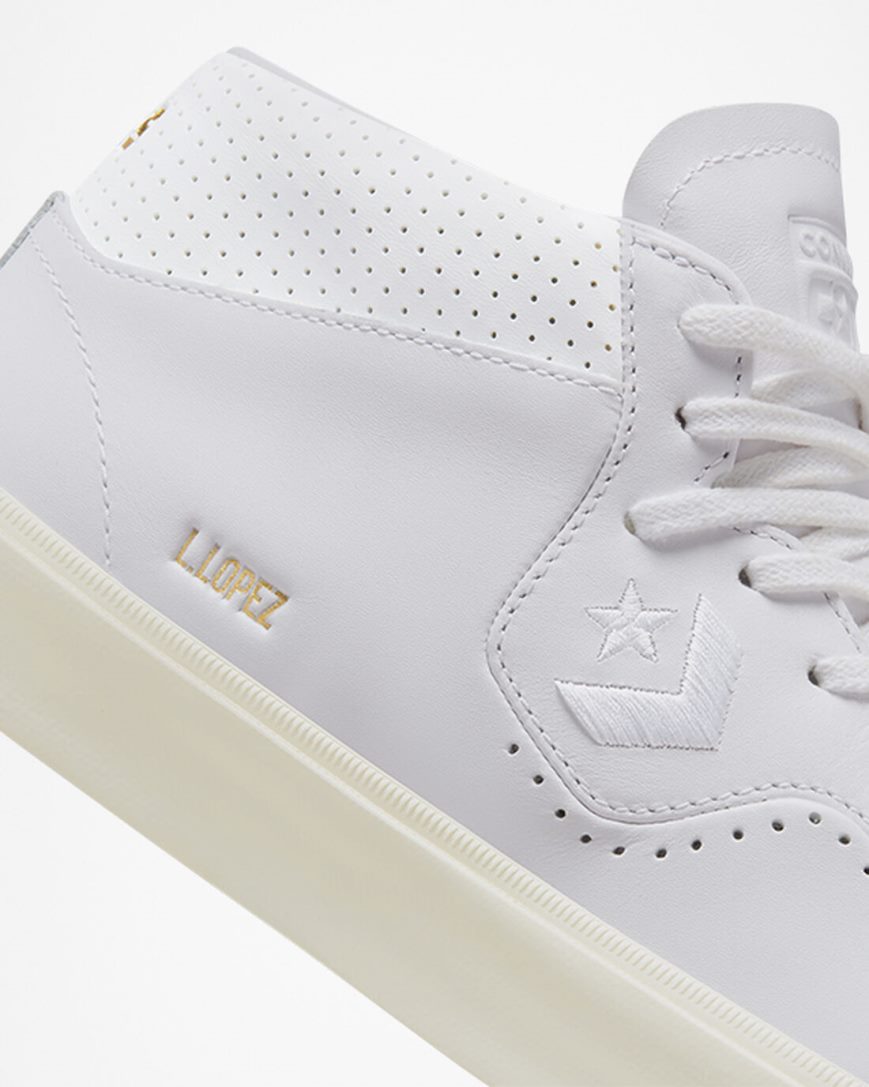 Men's Converse CONS Louie Lopez Pro Mono Leather Skate Shoes White | AU 9C635K